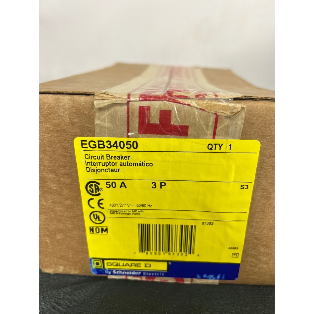 Square D EGB34050 E-Frame 3-Pole 50A 480Y/277V Circuit Breaker New in Box